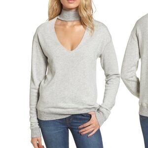 n:Philanthropy Gray Mock Collar Cut Out V-Neck Long Sleeve Sweatshirt Size XS